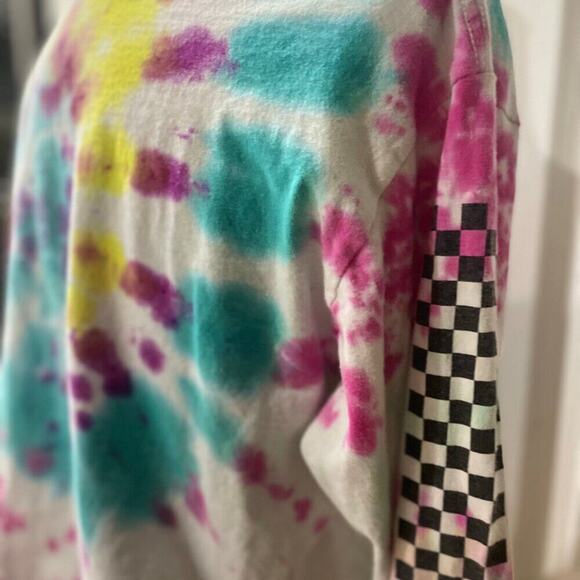 PEPSI TIE DYE CROPPED T-SHIRT LONG SLEEVE SZ MEDIUM 100% COTTON RETRO AESTHETIC - Picture 5 of 16
